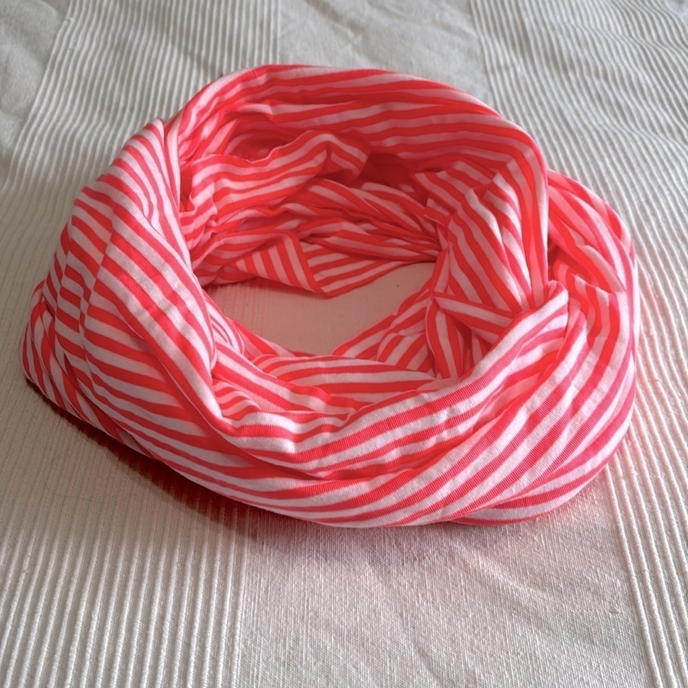 GAP Hot Pink and White Cotton Striped Infinity Scarf NWOT